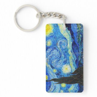 Cool Starry Night Vincent Van Gogh painting Rectangle Acrylic Key Chains