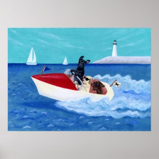Cool Summer Labradors Painting Poster