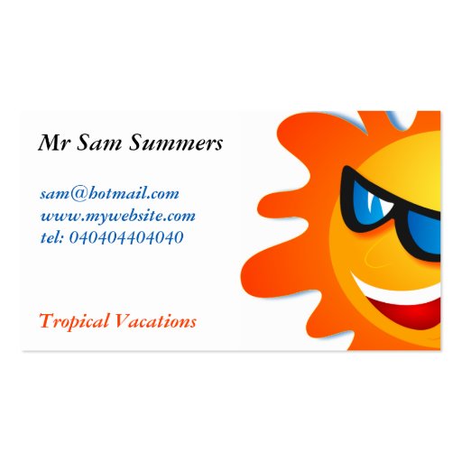 Cool Summer Sun Business Card Template (front side)