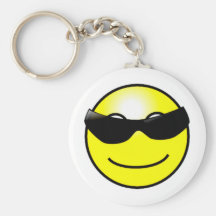 Cool Sunglasses Yellow Smiley Face Key Chain