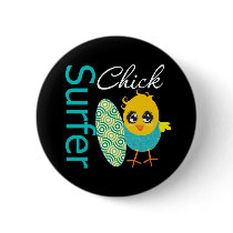 Cool Surfer Chick Pinback Buttons