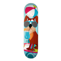 Cool Surfer Dog Surfboard Summer Beach Party Fun Custom Skate Board