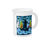 Cool Surfer Dude Surfing Beach Ocean Design Drink Pitcher