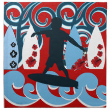 Cool Surfer Dude Surfing Beach Ocean Wave Surf Napkins