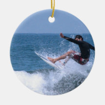 Cool Surfing Christmas Ornament