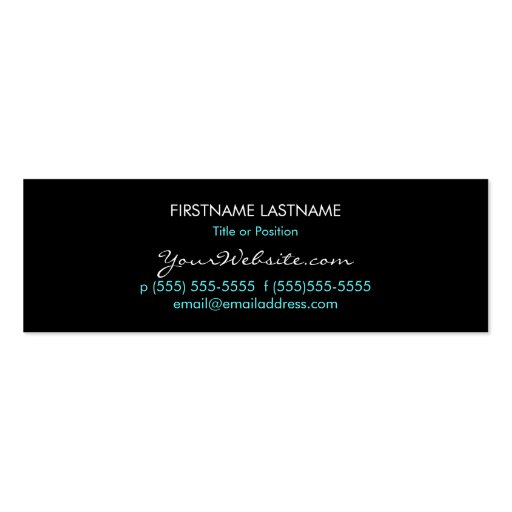 Cool Teal Glam - Custom Skinny Business Card (back side)