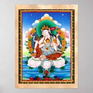 Cool tibetan thangka Cintamanicakra Avalokitesvara Poster
