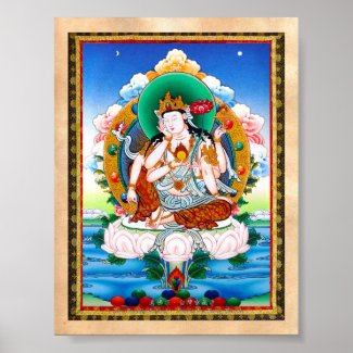 Cool tibetan thangka Cintamanicakra Avalokitesvara Poste
