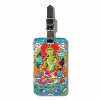 Cool tibetan thangka green tara god tattoo tag for luggage