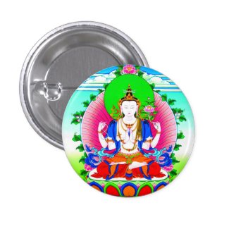 Cool tibetan thangka Shadakshari Avalokiteshvara Buttons
