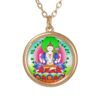 Cool tibetan thangka Shadakshari Avalokiteshvara Pendants
