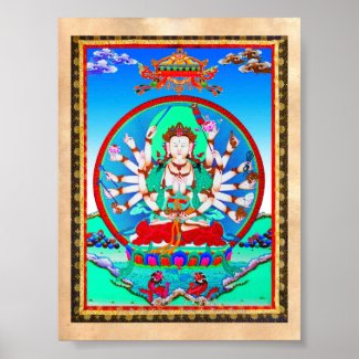 Cool tibetan thangka tattoo Cundhi Bodhisattva Posters