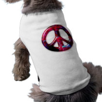Cool Tie Dye Space Nebula Peace Sign Doggie Tee Shirt