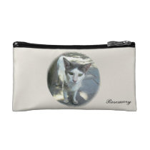 Cool Town Cat Green Eyes Small Cosmetic Bag at Zazzle
