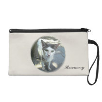 Cool Town Cat Green Eyes Wristlet purse at Zazzle