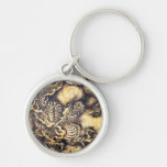 Cool traditional japanese oriental dragon wood art key chains