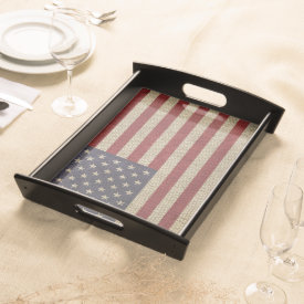 Cool trendy America flag burlap texture Food Trays