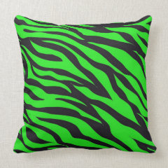 Cool Trendy Neon Lime Green Zebra Stripes Pattern Throw Pillow