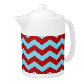 Cool Trendy Teal Turquoise Red Chevron Zigzags