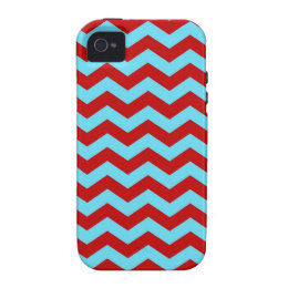 Cool Trendy Teal Turquoise Red Chevron Zigzags Case-Mate iPhone 4 Cover