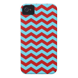 Cool Trendy Teal Turquoise Red Chevron Zigzags iPhone 4 Case