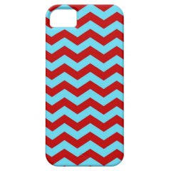 Cool Trendy Teal Turquoise Red Chevron Zigzags iPhone 5 Cover