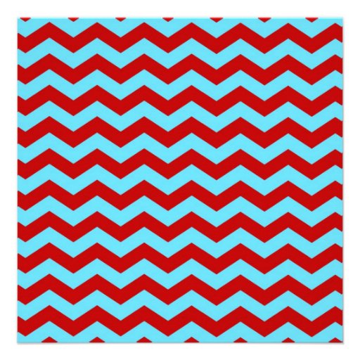 Cool Trendy Teal Turquoise Red Chevron Zigzags Custom Invites