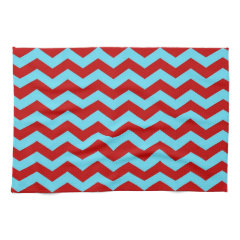 Cool Trendy Teal Turquoise Red Chevron Zigzags Towels