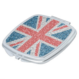 Cool trendy U.K. Union Jack flag faux glitter Compact Mirror