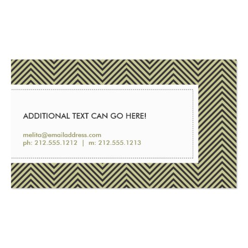 COOL TRIBAL PATTERN in Khaki/Black Business Card (back side)