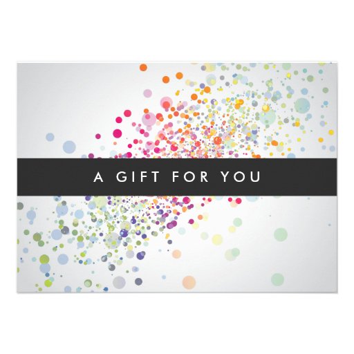 COOL & UNIQUE COLORFUL CONFETTI Gift Certificate Custom Invite