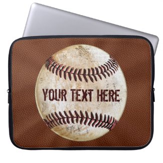 Cool Vintage Baseball Laptop Case with YOUR TEXT Computer Sleeves