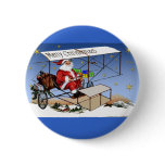 Cool Vintage Biplane Santa Claus buttons