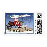 Cool Vintage Biplane Santa Claus postage