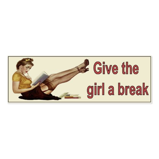 Cool Vintage Bookmark Card with Sweet Girl Reading Business Cards (back side)