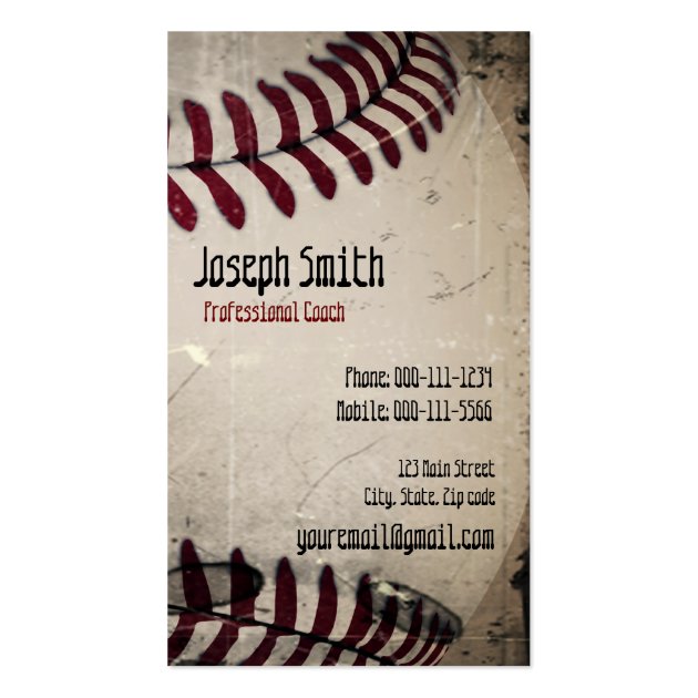 Cool Vintage Grunge Baseball Business Card Template