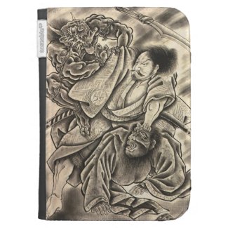 Cool vintage japanese samurai demon fight tattoo kindle keyboard covers