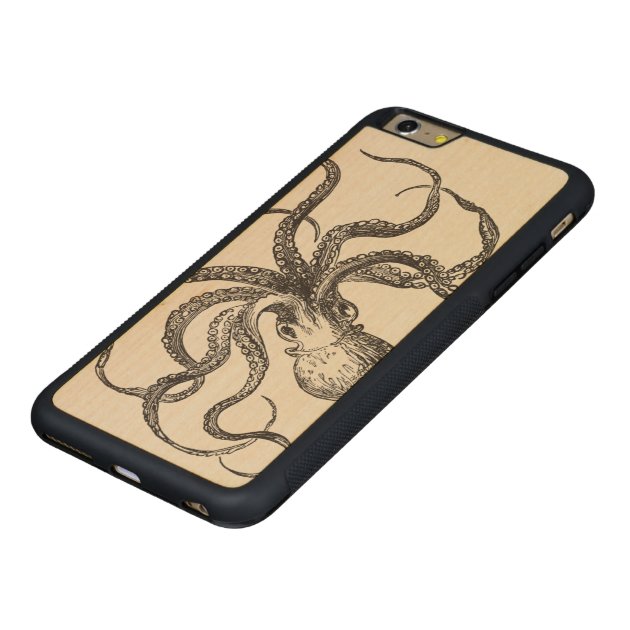 Cool Vintage Octopus Sea Animal Ocean Life Aquatic Carved® Maple iPhone 6 Plus Bumper Case-5