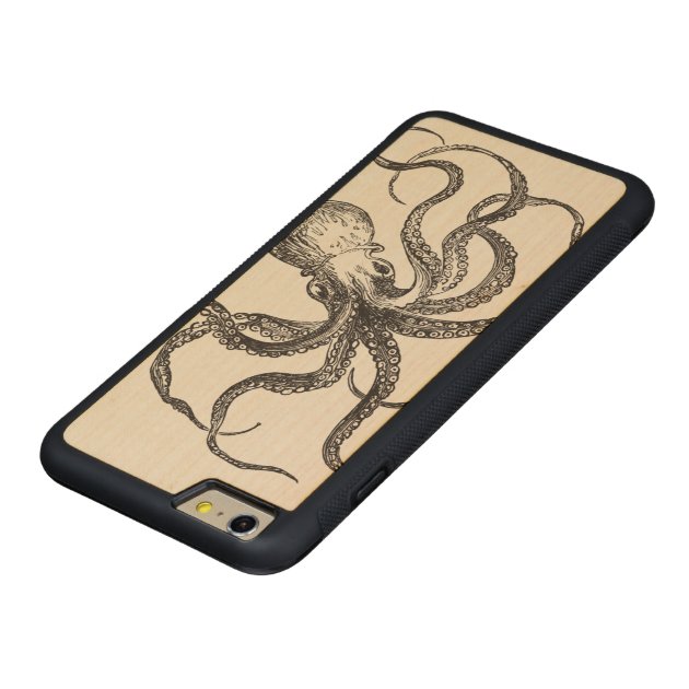Cool Vintage Octopus Sea Animal Ocean Life Aquatic Carved® Maple iPhone 6 Plus Bumper Case-4