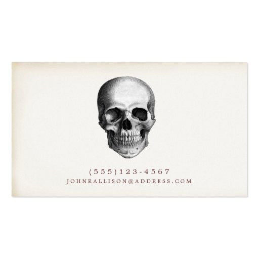 Cool Vintage Skull Calling Card 2 Business Card Template (front side)