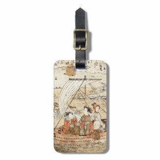 Cool vintage ukiyo-e japanese three woman boat bag tags