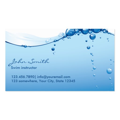 Cool Water Surface Swim Instructor Business Card (front side)