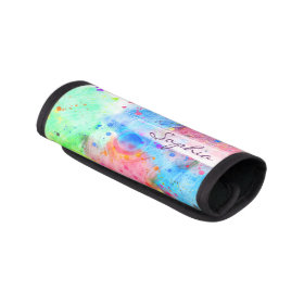 Cool watercolors peacock feathers abstract pattern luggage handle wrap