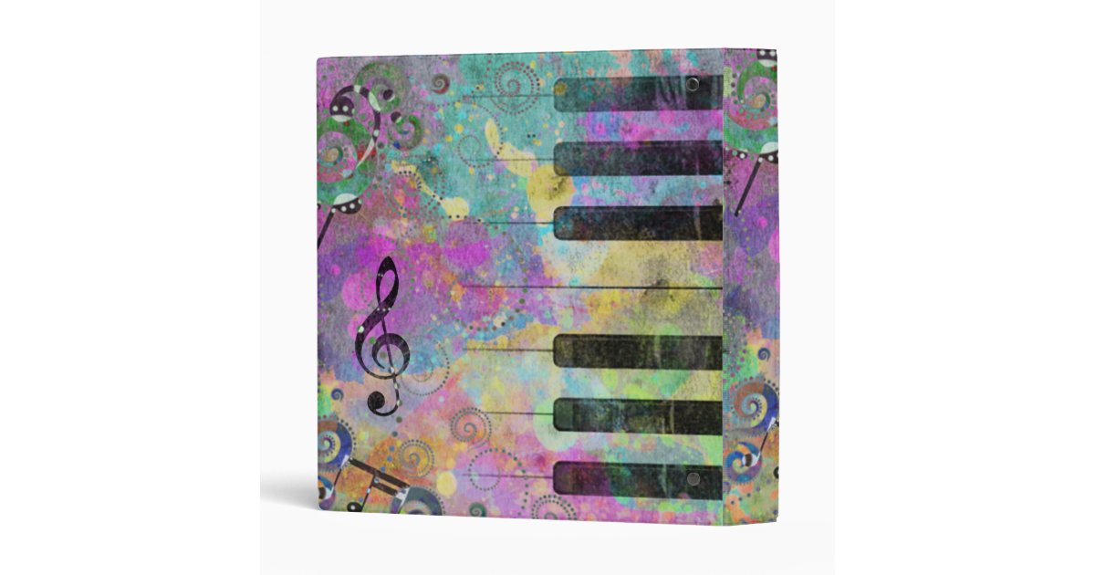 Cool watercolours splatters colourful piano binder Zazzle