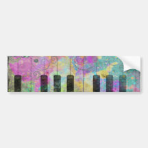 Cool watercolours splatters colourful piano bumper stickers
