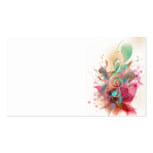 Cool watercolours treble clef music notes swirls business cards