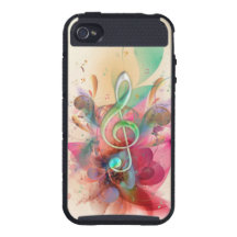 Cool watercolours treble clef music notes swirls iPhone 4/4S case