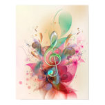 Cool watercolours treble clef music notes swirls posters