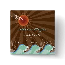 Cool Waves and Brown Sun Name Tag / Gift / Button by fat_fa_tin Cool Waves and Brown Sun Name Tag / Gift / Button