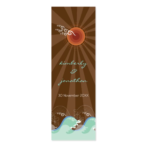 Cool Waves and Brown Sun Thank You Gift /Favor Tag Business Cards (front side)
